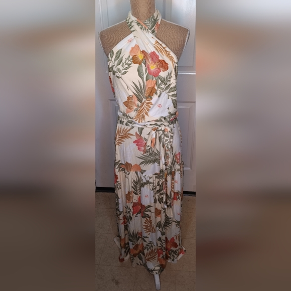 Lane Bryant Cross-Front Halter Bali Tropic Tiered Floral Maxi Dress Size 22/24 - Picture 3 of 6